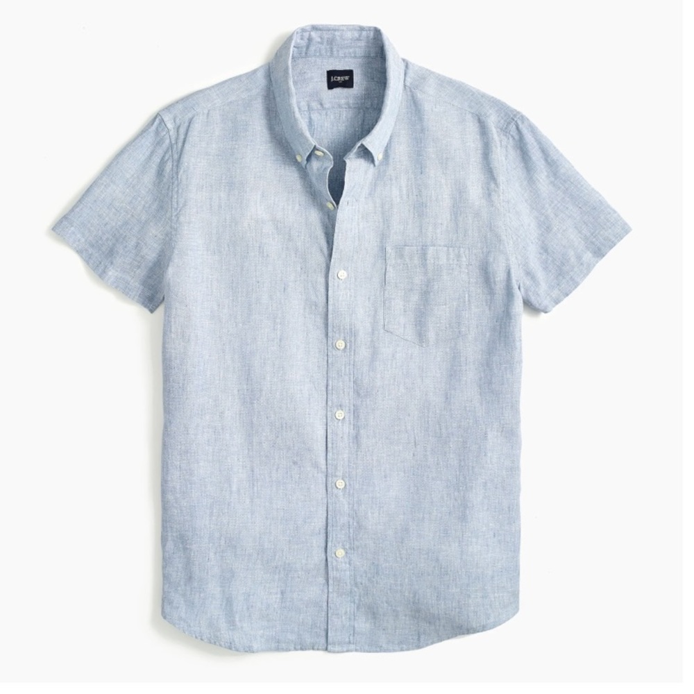 J Crew slim short-sleeve linen-cotton shirt